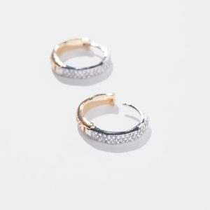Reversible Small Pave Hoop Earrings