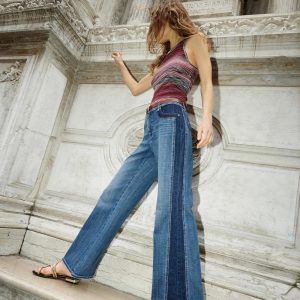 High-Rise Colorblocked Wide-Leg Jean