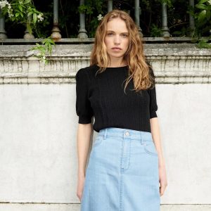 Pointelle Puff Sleeve Sweater