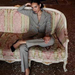 Plaid Double-Breasted Blazer