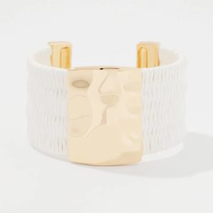 Ecru Raffia + Gold Cuff