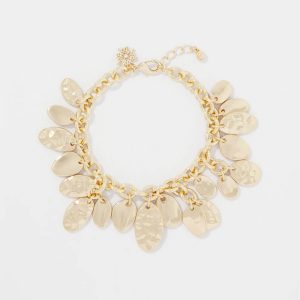 Gold Hammered Disc Bracelet