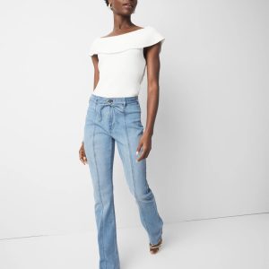 High-Rise Belted Skinny Flare Jean
