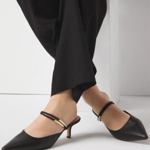 Braided Strap & Gold Kitten Heels