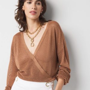 Bronze Shimmer Surplice Sweater