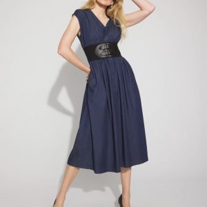 Tencel Belted Denim Midi Dress
