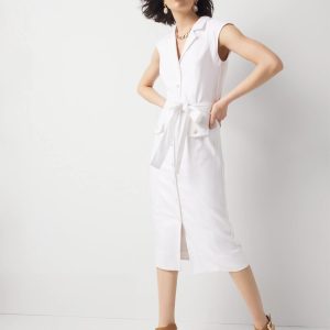 Petite Belted Utility Midi Dress