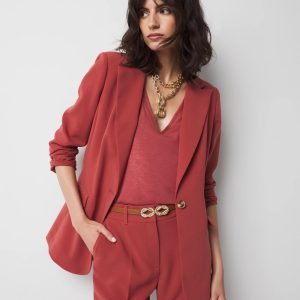 Cinched-Back One-Button Blazer