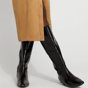 Faux Crocodile Riding Boot