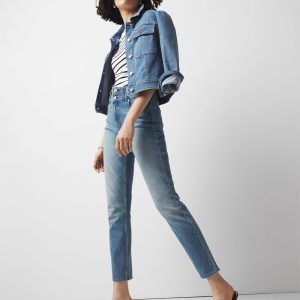 Extra High-Rise Double Waistband Slim Ankle Jeans