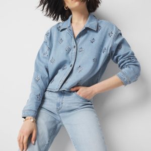 Embellished Denim Shacket