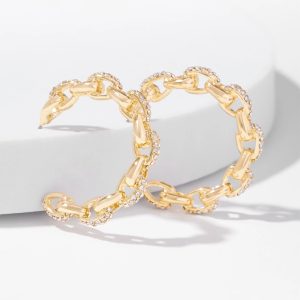 Gold Pavé Hoop Earrings