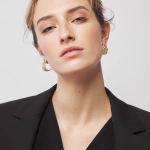 Quilted Gold Hoop Earrings