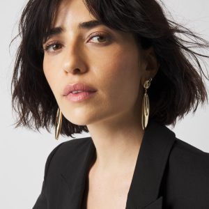 Gold Sculptural Statement Drop Earrings