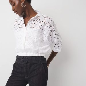 Kimono Sleeve Eyelet Shirt