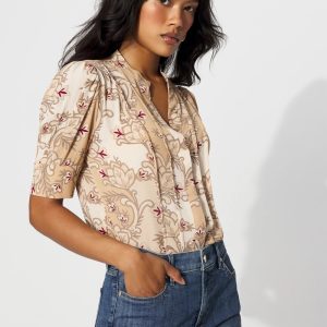 Elbow Sleeve Y-Neck Shirt