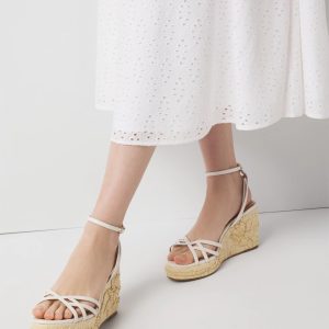 Embroidered Raffia Wedge