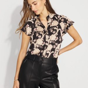 Flutter-Sleeve Satin Shirt