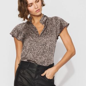 Flutter-Sleeve Satin Shirt