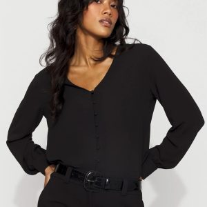 Long-Sleeve Button-Up Blouse