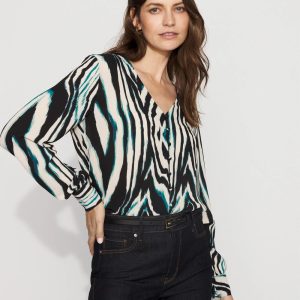 Long-Sleeve Button-Up Blouse