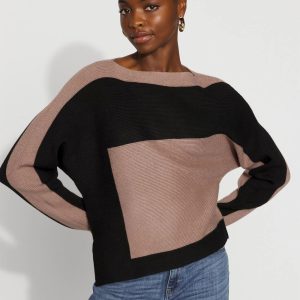 Petite Colorblocked Asymmetric Hem Sweater