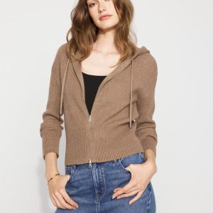 Petite Rib Knit Zip Hoodie