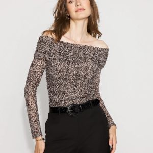 Off-The-Shoulder Mesh Top