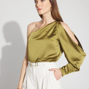 One-Shoulder Satin Blouse