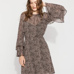 Petite Leopard Ruffle Mini Dress