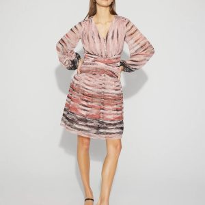 Petite V-Neck Printed Mini Dress