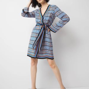 Petite Long-Sleeve Surplice Mini Dress