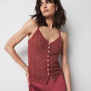 Petite Linen-Tencel Metallic Sweater Camisole