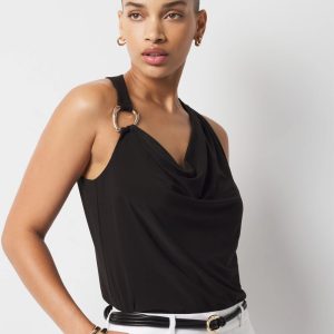 Hardware Detail Cowl Neck Jersey Tank