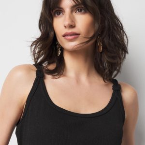 Metallic Knotted Shoulder Tank