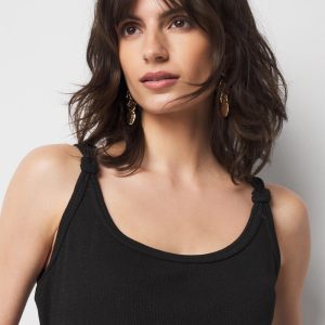 Metallic Knotted Shoulder Tank