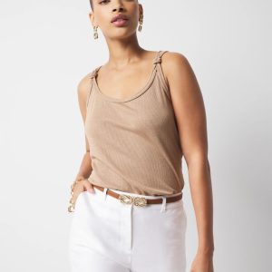 Metallic Knotted Shoulder Tank
