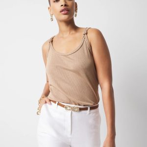Metallic Knotted Shoulder Tank