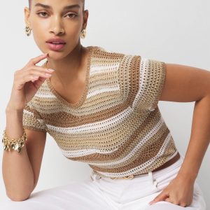 Metallic Stripe Sweater Tee