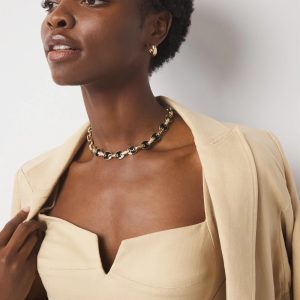 Black Mariner Links & Pavé Necklace