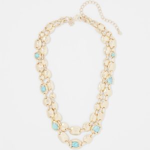 Turquoise + Gold Multistrand Necklace