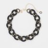 Black Raffia + Crystal Link Necklace