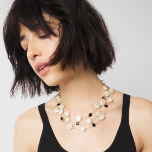 Black + White Multiple Strand Short Necklace