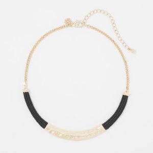Gold + Black Raffia Collar