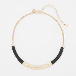 Gold + Black Raffia Collar