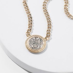 Mixed-Metal Coin Short Necklace