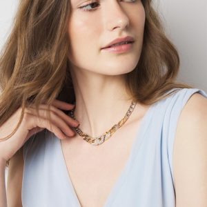 Gold + Silver Pavé Link Necklace