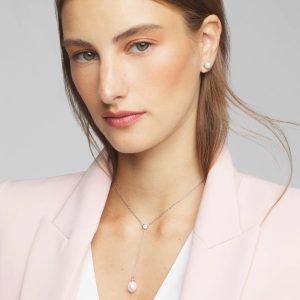 Silver Fresh Water Pearl Drop Necklace