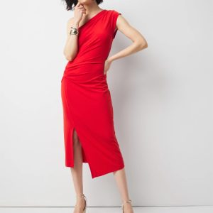 Petite One-Shoulder Midi Dress