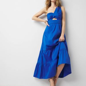 One-Shoulder Twist Front Maxi Dress